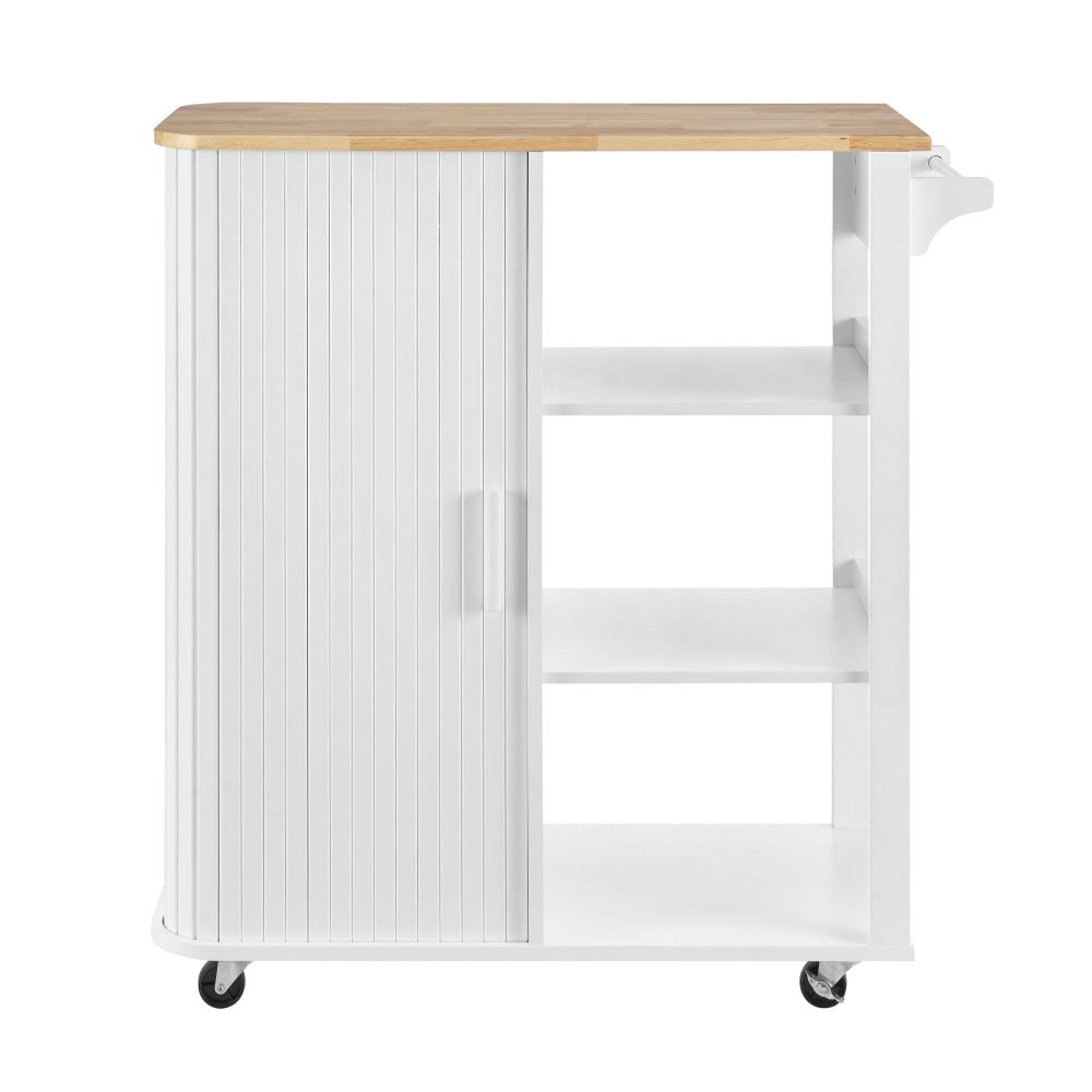 Jinan Wooden Mobile Kitchen Trolley Storage Caddy W/ 3-Shelves White Fast shipping On sale