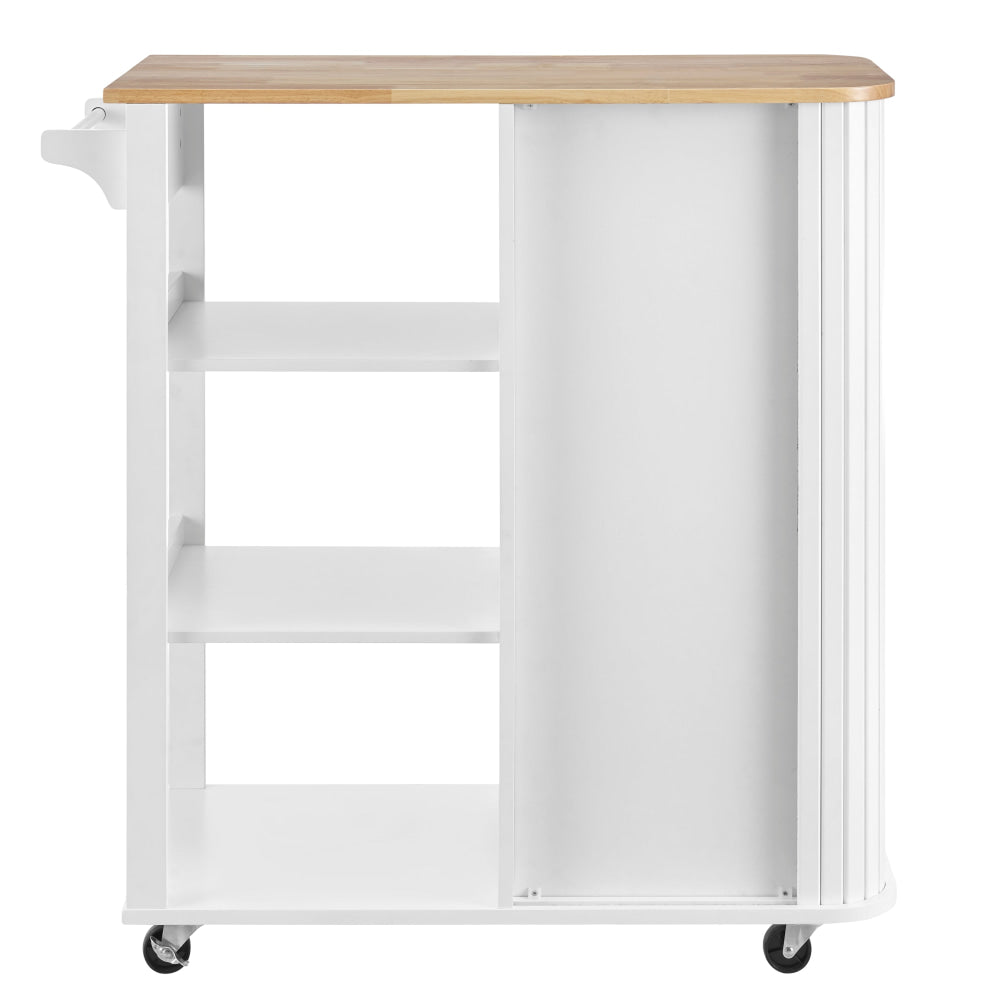 Jinan Wooden Mobile Kitchen Trolley Storage Caddy W/ 3-Shelves White Fast shipping On sale