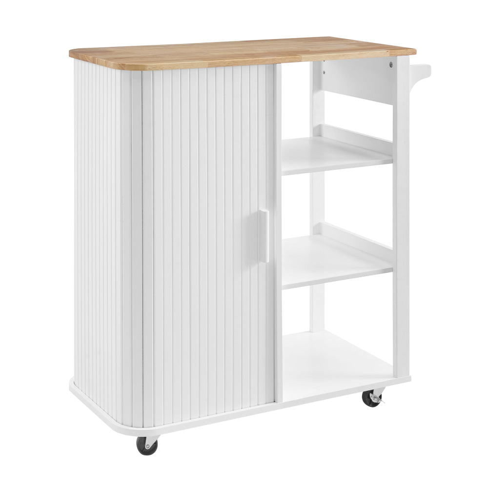 Jinan Wooden Mobile Kitchen Trolley Storage Caddy W/ 3-Shelves White Fast shipping On sale
