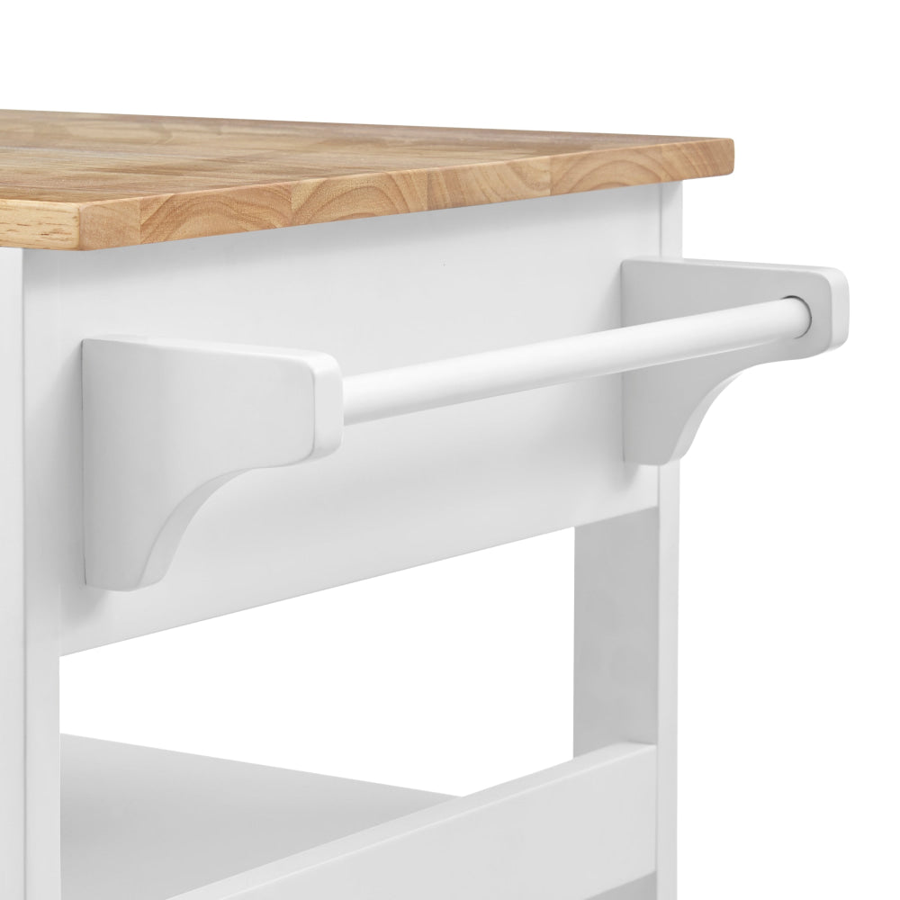 Jinan Wooden Mobile Kitchen Trolley Storage Caddy W/ 3-Shelves White Fast shipping On sale