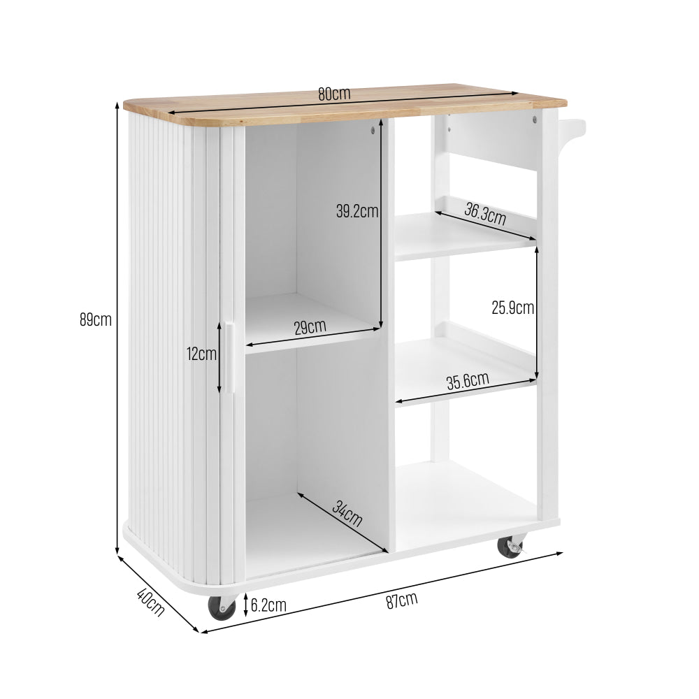 Jinan Wooden Mobile Kitchen Trolley Storage Caddy W/ 3-Shelves White Fast shipping On sale