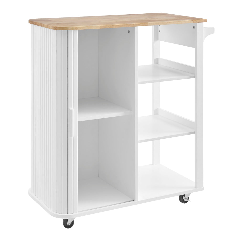 Jinan Wooden Mobile Kitchen Trolley Storage Caddy W/ 3-Shelves White Fast shipping On sale