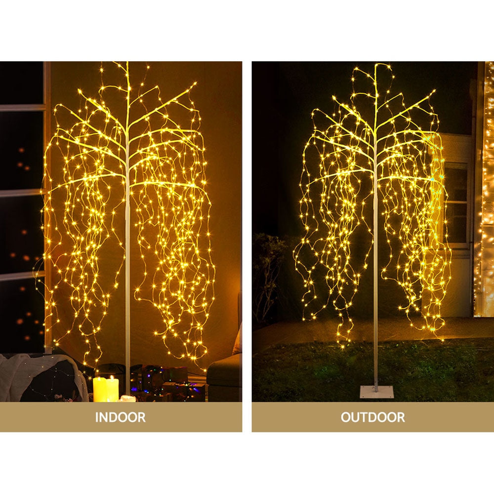 Jingle Jollys 2.1M Solar Christmas Tree 600 LED Trees String Lights Warm White Fast shipping On sale