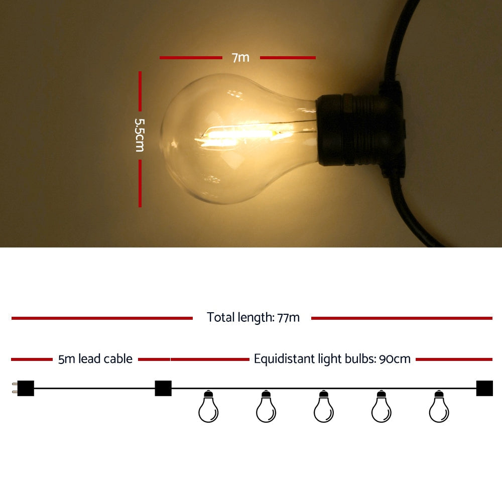 Jingle Jollys 77m Festoon String Lights LED Outdoor Wedding Party Garden Decor Fast shipping On sale