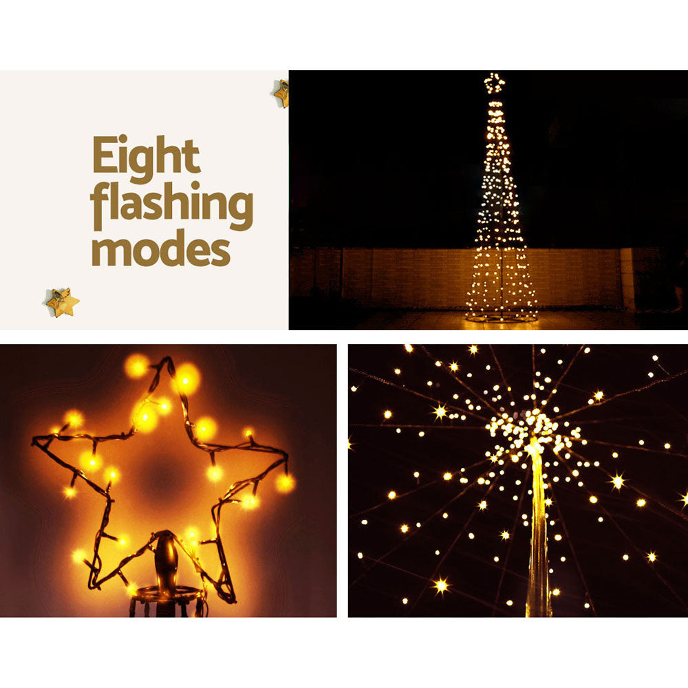 Jingle Jollys Solar Christmas Tree 3.6M LED Xmas 8 Light Modes Warm White Fast shipping On sale