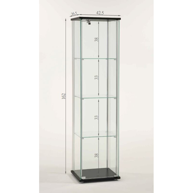 Jude 4-Tier Glass Display Shelf Storage Cabinet - Glass/Black Bookcase Fast shipping On sale