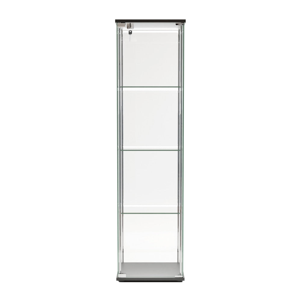 Jude 4-Tier Glass Display Shelf Storage Cabinet W/ LED Light - Black Bookcase Fast shipping On sale