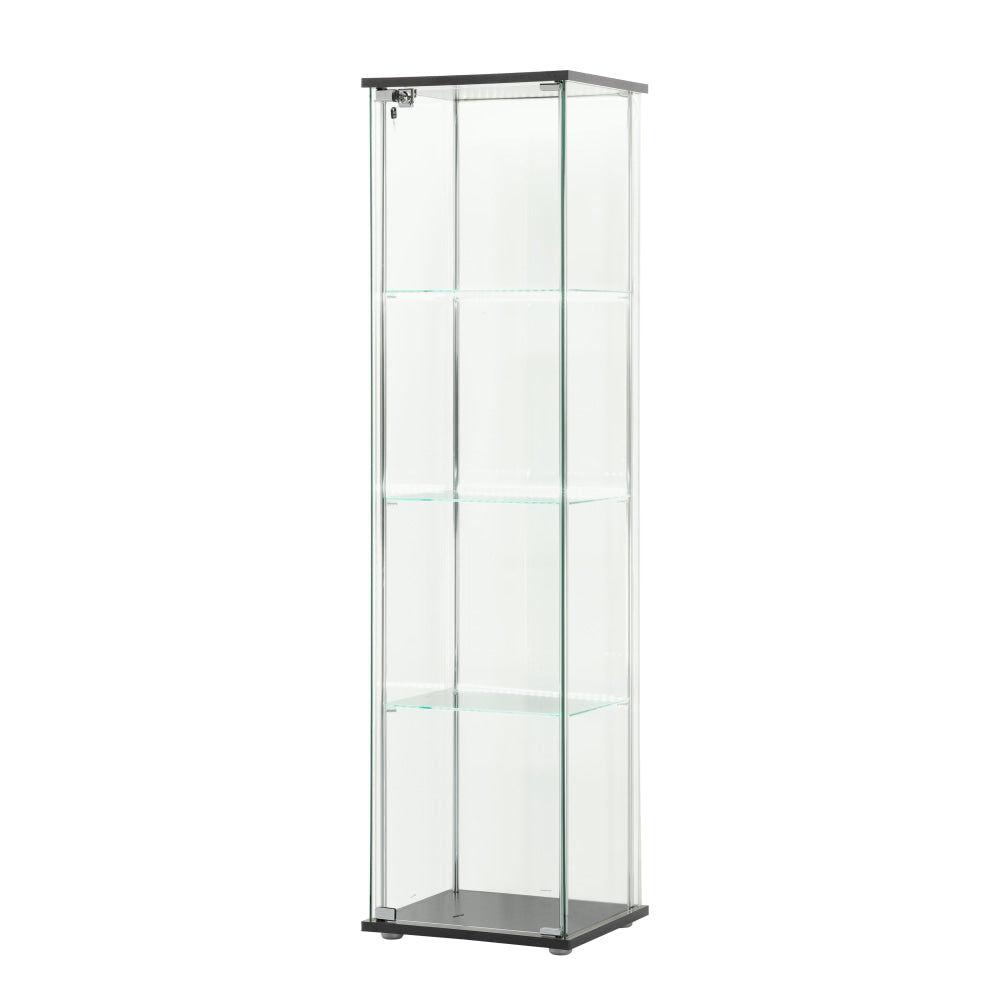 Jude 4-Tier Glass Display Shelf Storage Cabinet W/ LED Light - Black Bookcase Fast shipping On sale