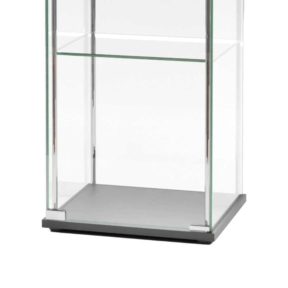 Jude 4-Tier Glass Display Shelf Storage Cabinet W/ LED Light - Black Bookcase Fast shipping On sale