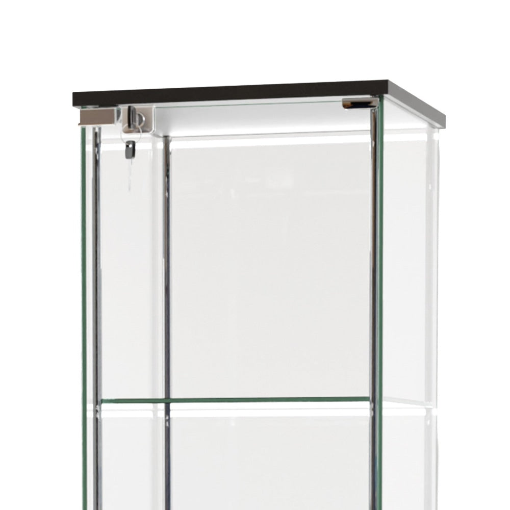 Jude 4-Tier Glass Display Shelf Storage Cabinet W/ LED Light - Black Bookcase Fast shipping On sale