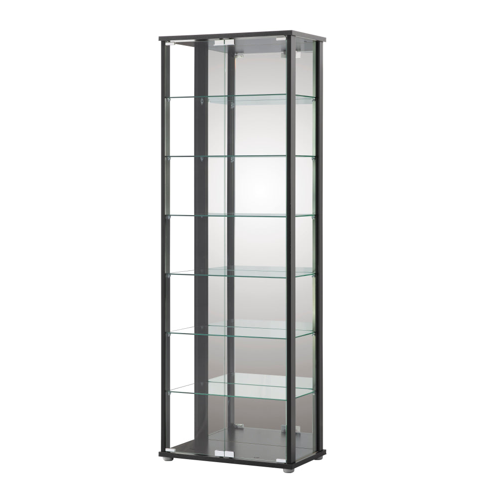 Jude Large 7-Tier Glass Display Shelf Storage Cabinet W/ 2-Doors - Black Bookcase Fast shipping On sale