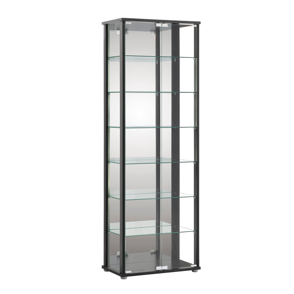 Jude Large 7-Tier Glass Display Shelf Storage Cabinet W/ 2-Doors - Black Bookcase Fast shipping On sale