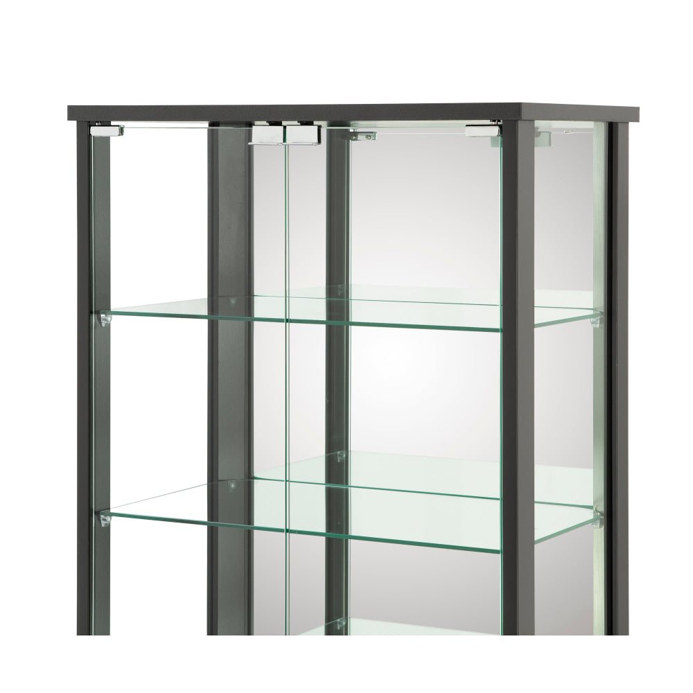 Jude Large 7-Tier Glass Display Shelf Storage Cabinet W/ 2-Doors - Black Bookcase Fast shipping On sale