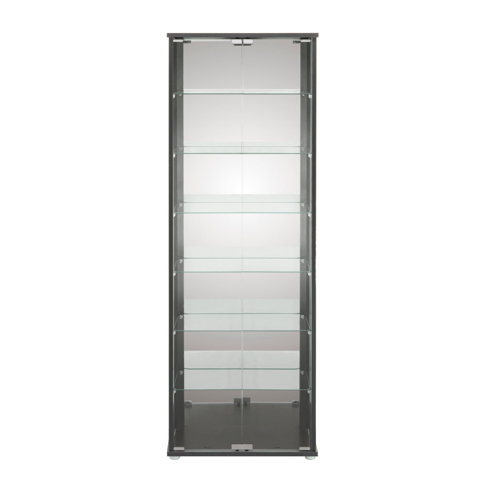 Jude Large 7-Tier Glass Display Shelf Storage Cabinet W/ 2-Doors - Black Bookcase Fast shipping On sale