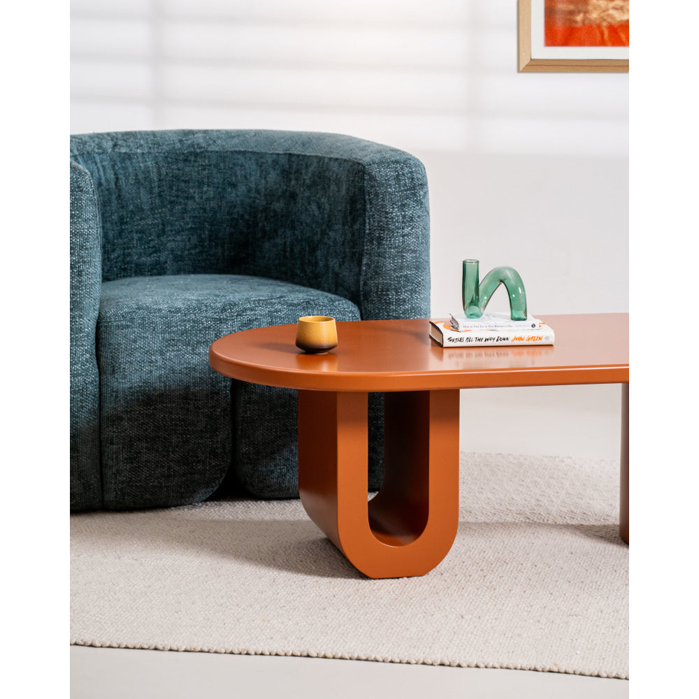 Kace Modern Vibrant Playful Wooden Coffee Tea Table Orange Matte Fast shipping On sale