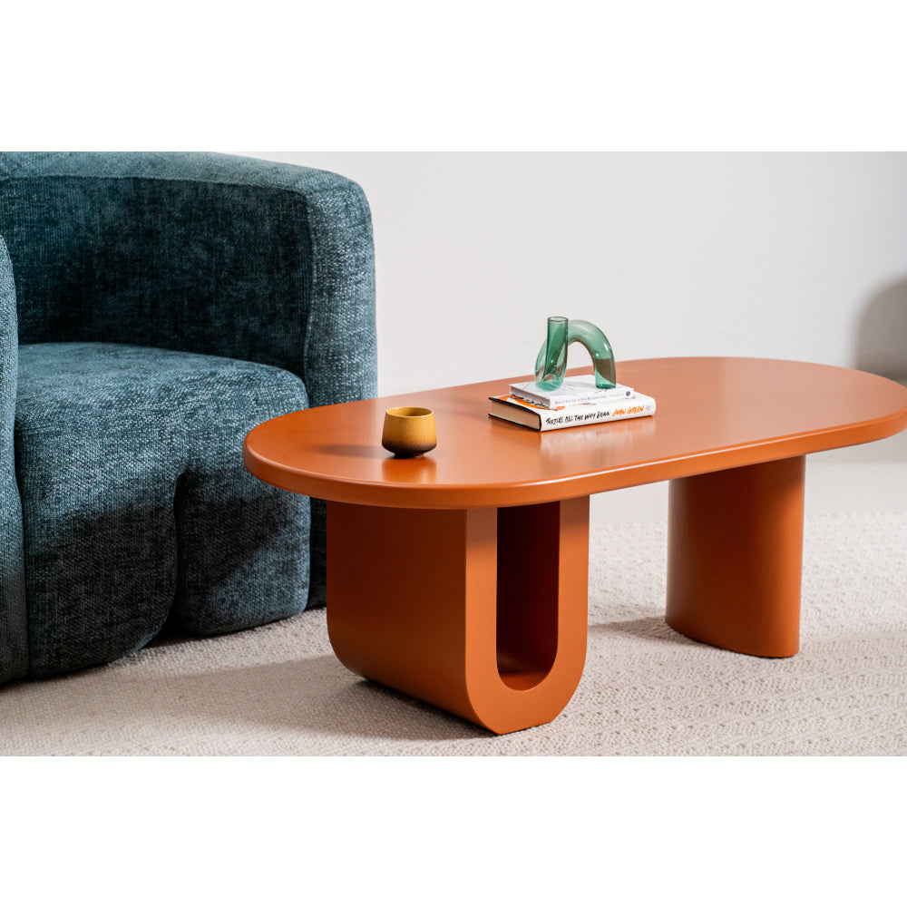 Kace Modern Vibrant Playful Wooden Coffee Tea Table Orange Matte Fast shipping On sale