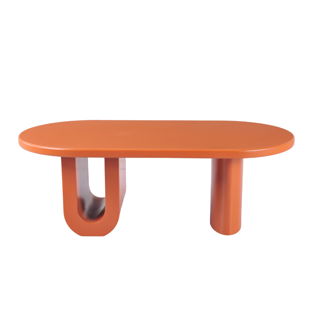 Kace Modern Vibrant Playful Wooden Coffee Tea Table Orange Matte Fast shipping On sale