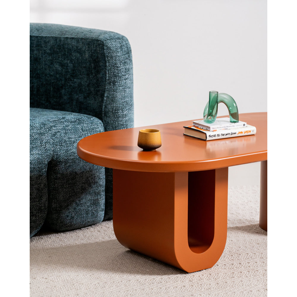 Kace Modern Vibrant Playful Wooden Coffee Tea Table Orange Matte Fast shipping On sale