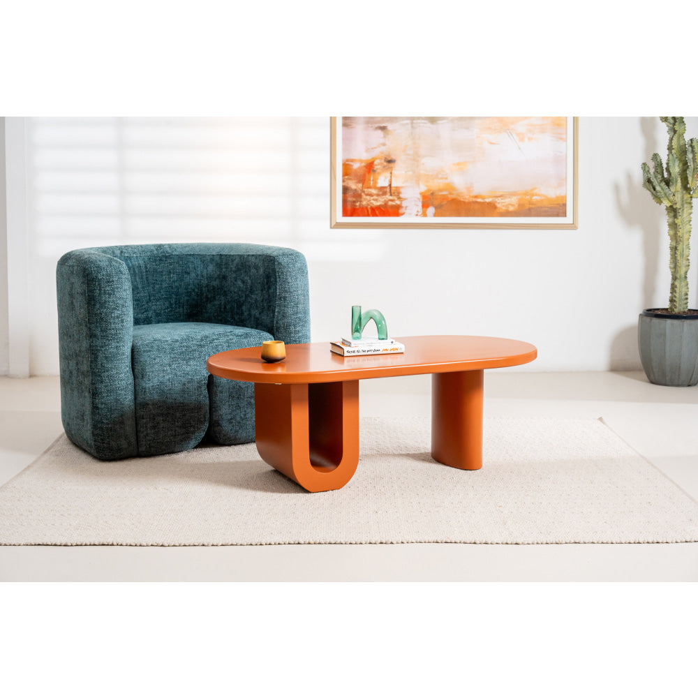 Kace Modern Vibrant Playful Wooden Coffee Tea Table Orange Matte Fast shipping On sale