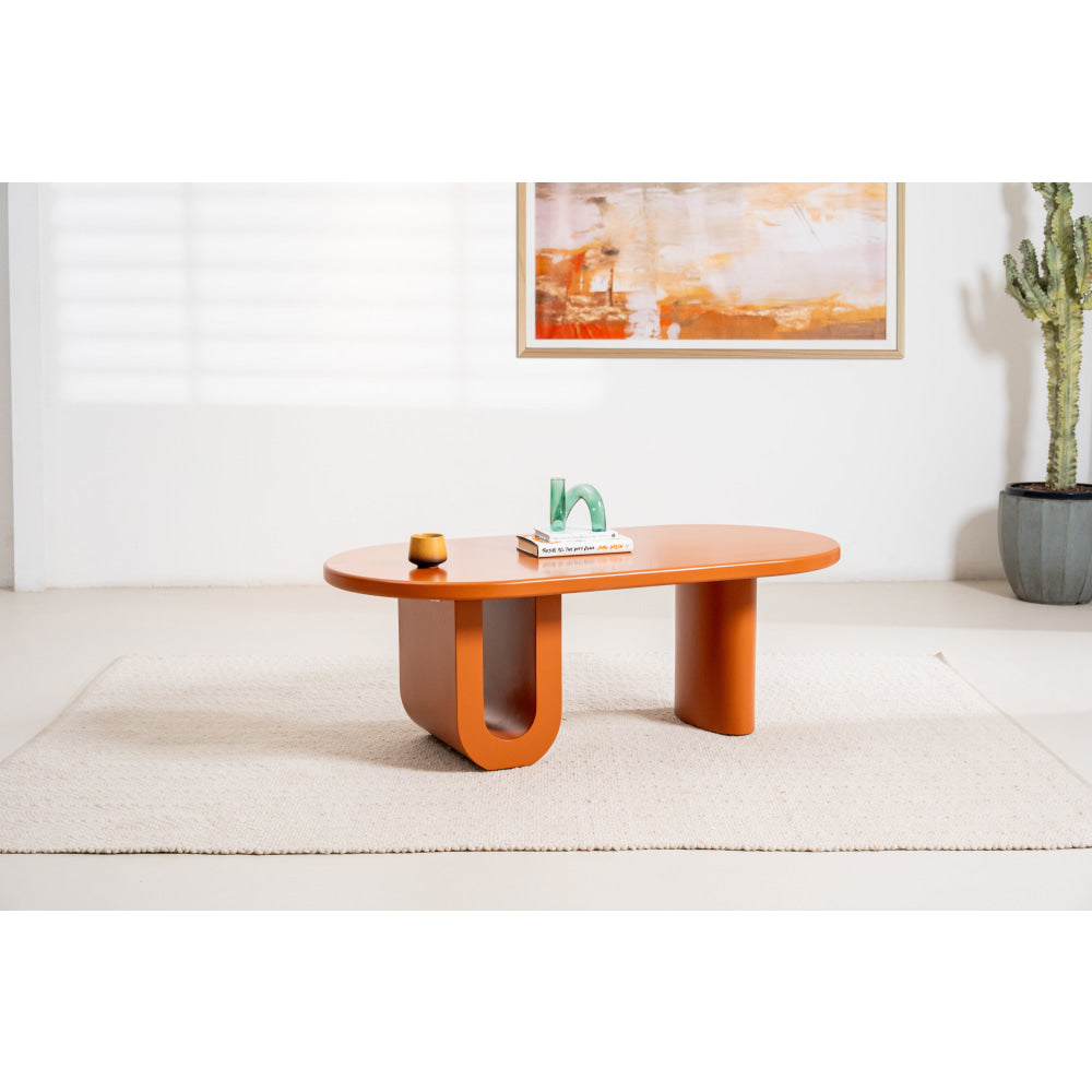 Kace Modern Vibrant Playful Wooden Coffee Tea Table Orange Matte Fast shipping On sale