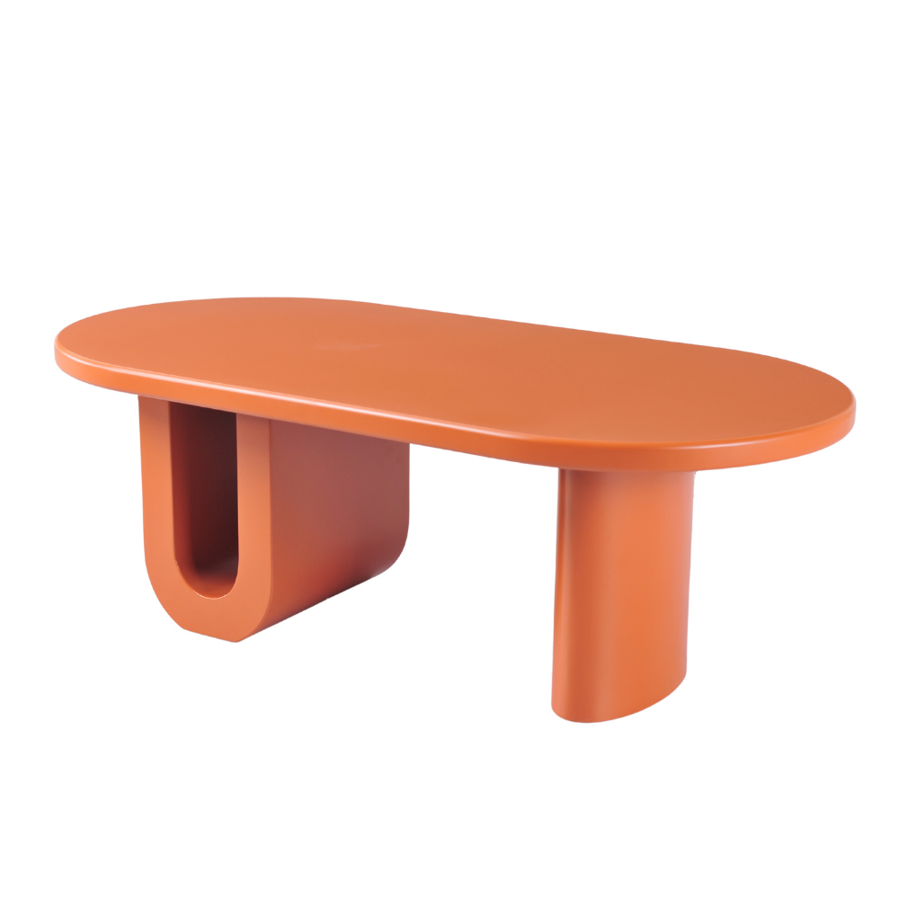 Kace Modern Vibrant Playful Wooden Coffee Tea Table Orange Matte Fast shipping On sale