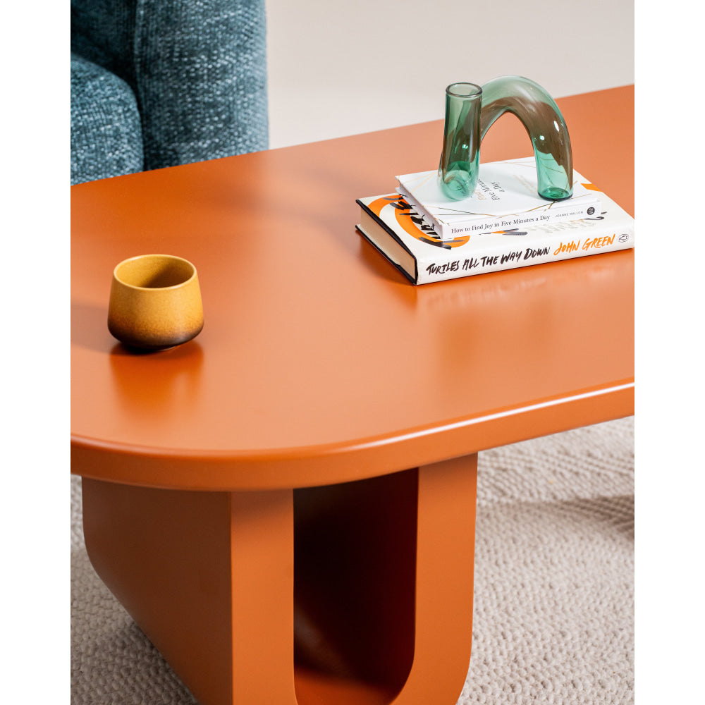 Kace Modern Vibrant Playful Wooden Coffee Tea Table Orange Matte Fast shipping On sale