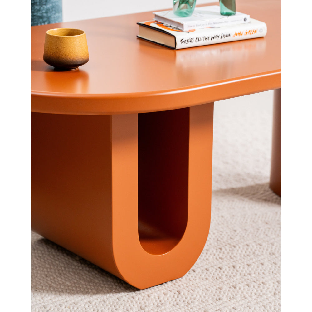 Kace Modern Vibrant Playful Wooden Coffee Tea Table Orange Matte Fast shipping On sale