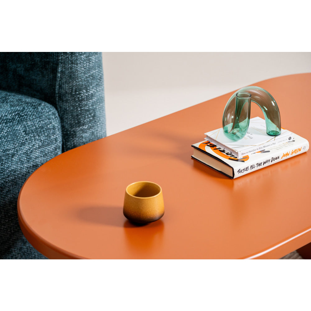 Kace Modern Vibrant Playful Wooden Coffee Tea Table Orange Matte Fast shipping On sale