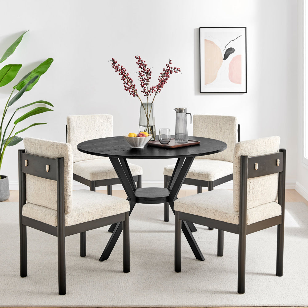 Momentous Living - Kaia Wooden Round Dining Table Metal Legs 110cm ...