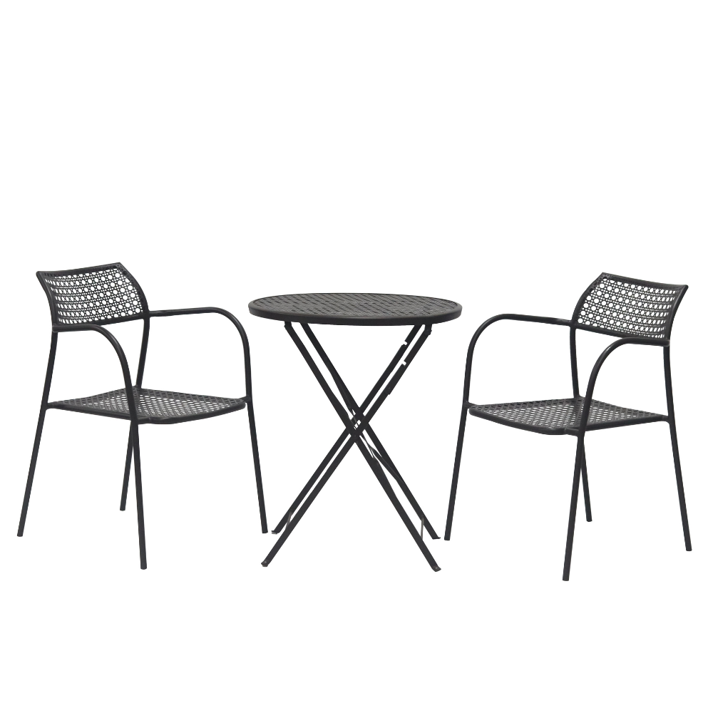 Kara Antirust Treatment Metal Outdoor Small Dining Table 60cm Espresso Fast shipping On sale