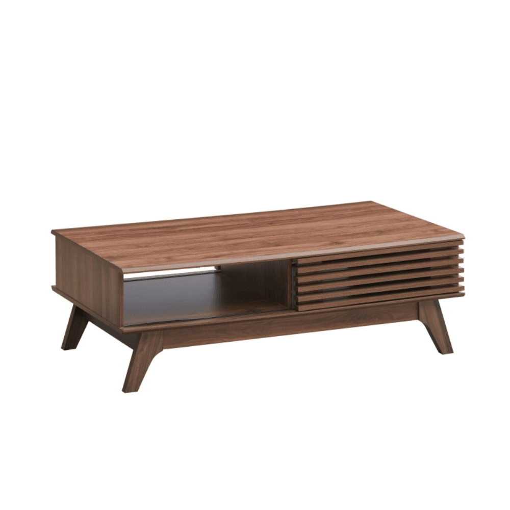 Karyn Rectangular Wooden Coffee Tea Table W/ 2-Door - Walnut Fast shipping On sale