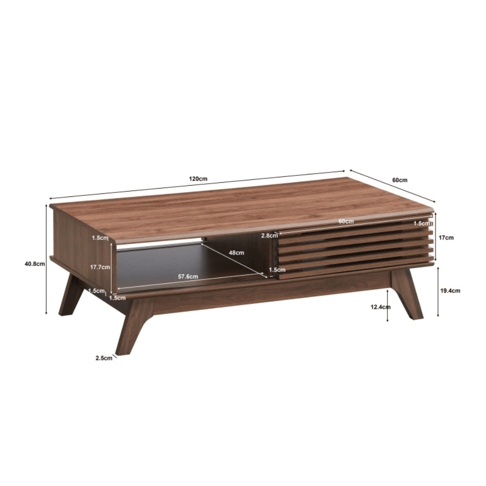 Karyn Rectangular Wooden Coffee Tea Table W/ 2-Door - Walnut Fast shipping On sale