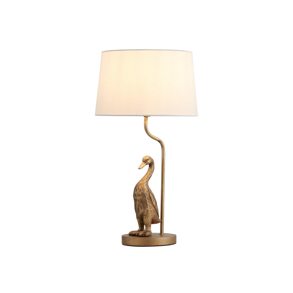 Kasey Standing Duck Table Lamp Light Fabric Shade - Pewter and Cream Fast shipping On sale