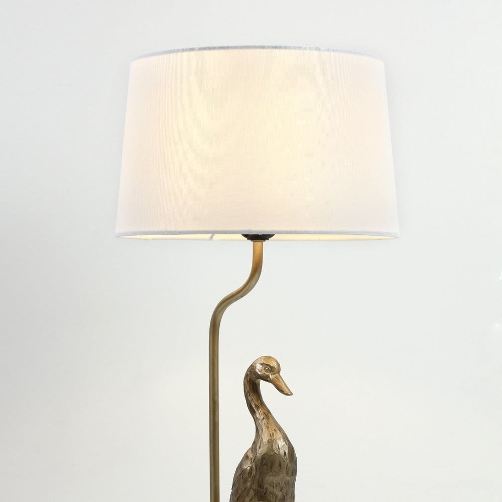 Kasey Standing Duck Table Lamp Light Fabric Shade - Pewter and Cream Fast shipping On sale