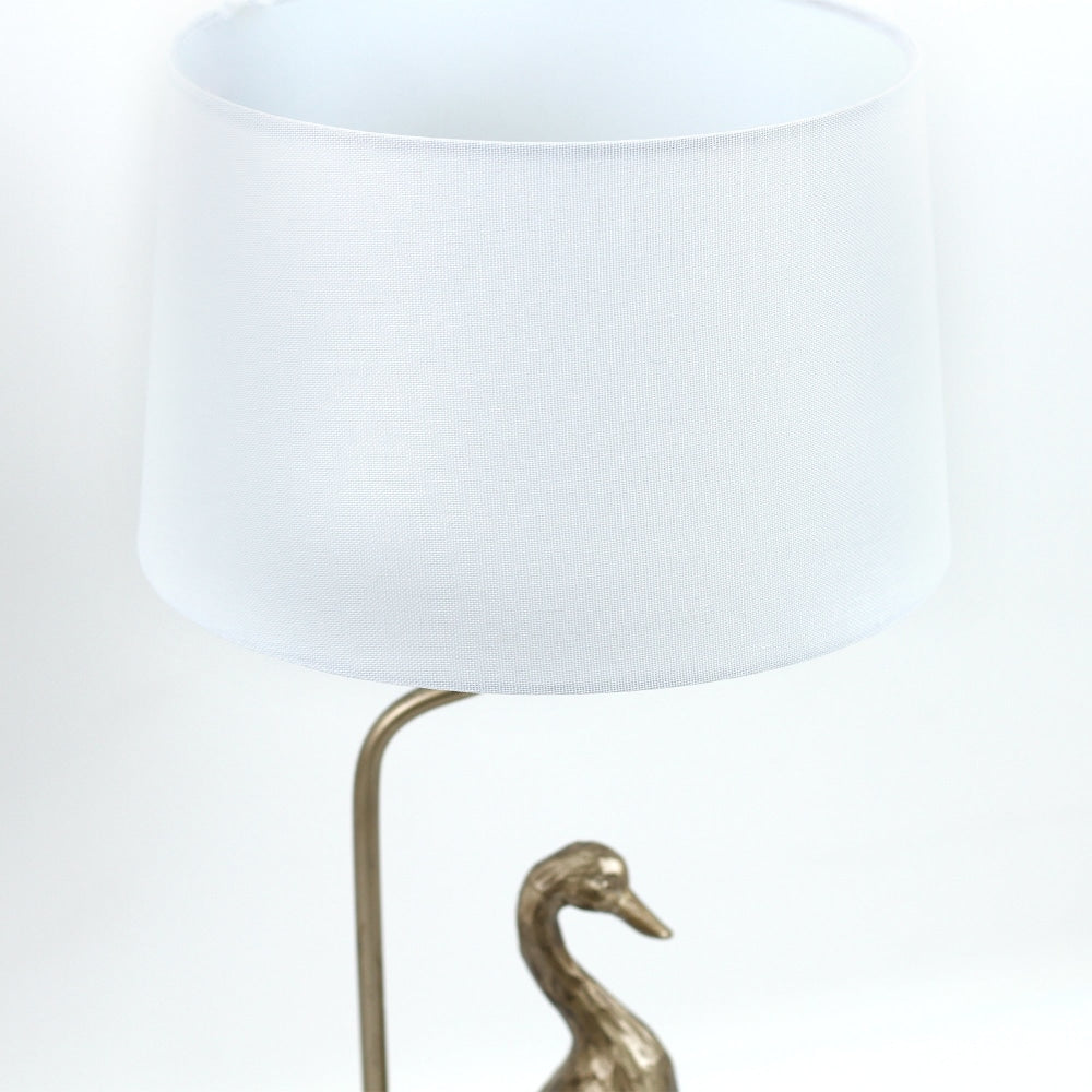 Kasey Standing Duck Table Lamp Light Fabric Shade - Pewter and Cream Fast shipping On sale