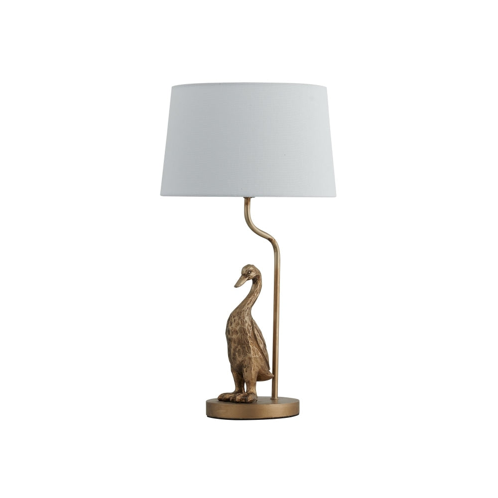 Kasey Standing Duck Table Lamp Light Fabric Shade - Pewter and Cream Fast shipping On sale