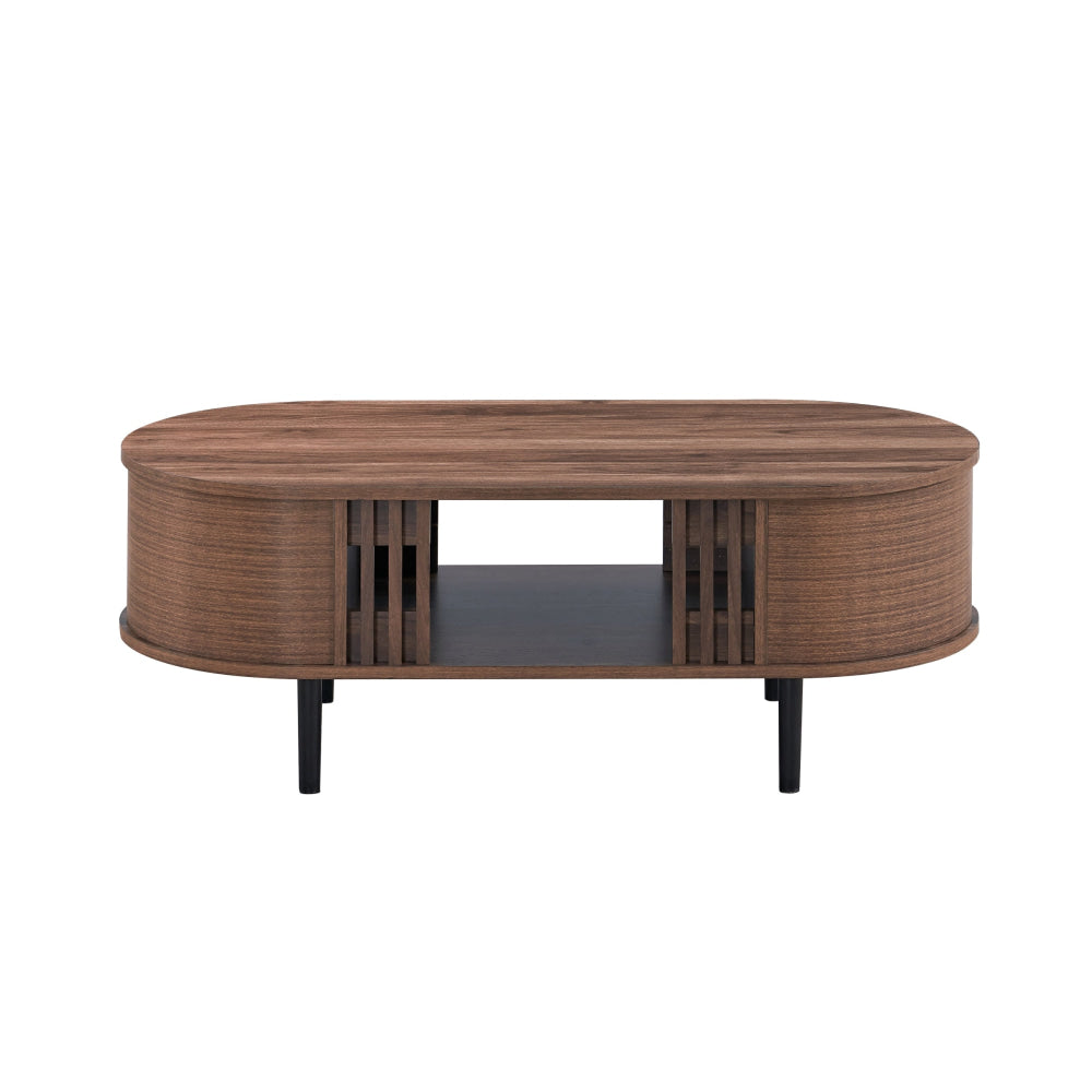 Kassy Open Shelf Wooden Tea Coffee Table Walnut Fast shipping On sale