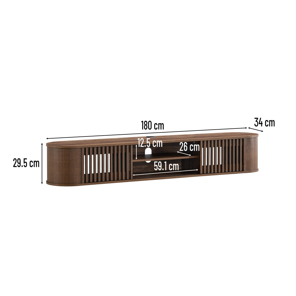 Kassy Wooden Wall mount Floating Entertainment Unit TV Stand 180cm 2 Doors Walnut Fast shipping On sale