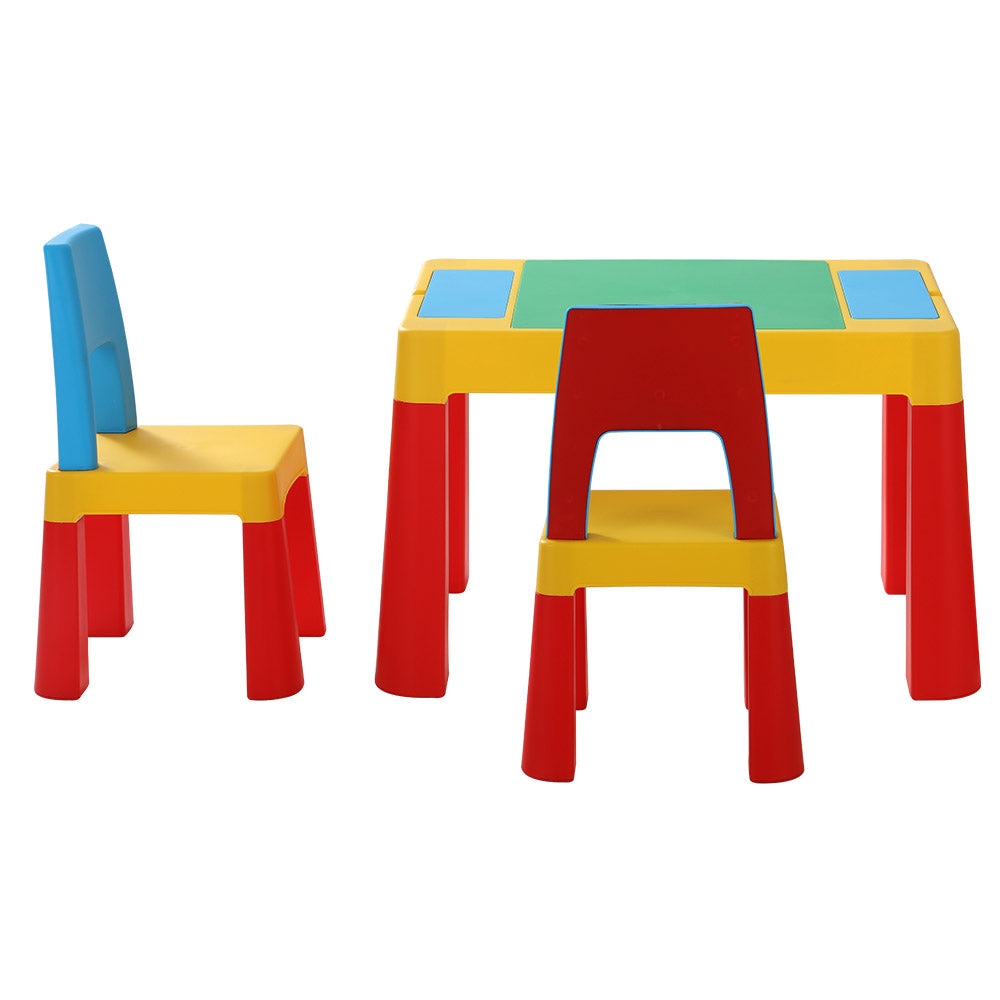 Keezi 3PCS Kids Table and Chairs Set Activity Chalkboard Toys Storage Box Desk Furniture Fast shipping On sale