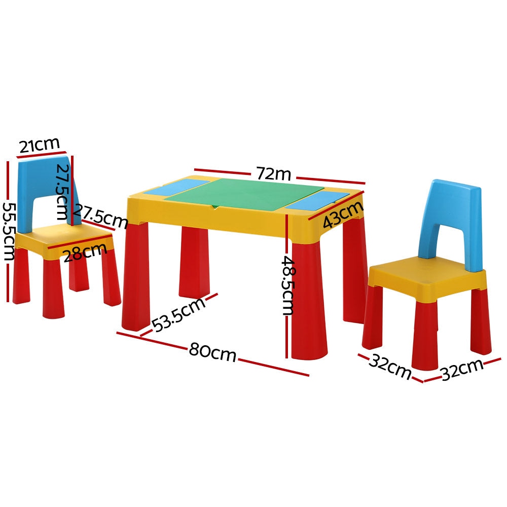 Keezi 3PCS Kids Table and Chairs Set Activity Chalkboard Toys Storage Box Desk Furniture Fast shipping On sale