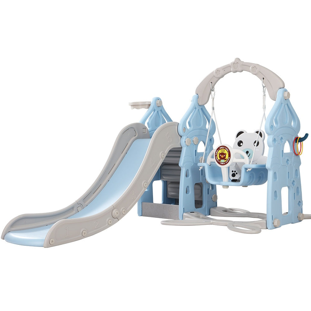 Keezi Kids 170cm Slide and Swing Set Playground Basketball Hoop Ring Outdoor Toys Blue Furniture Fast shipping On sale