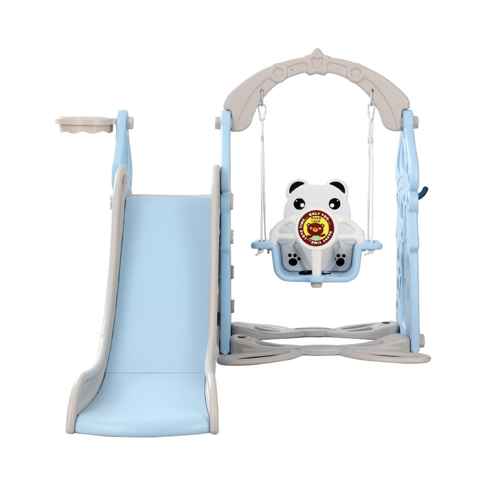 Keezi Kids 170cm Slide and Swing Set Playground Basketball Hoop Ring Outdoor Toys Blue Furniture Fast shipping On sale