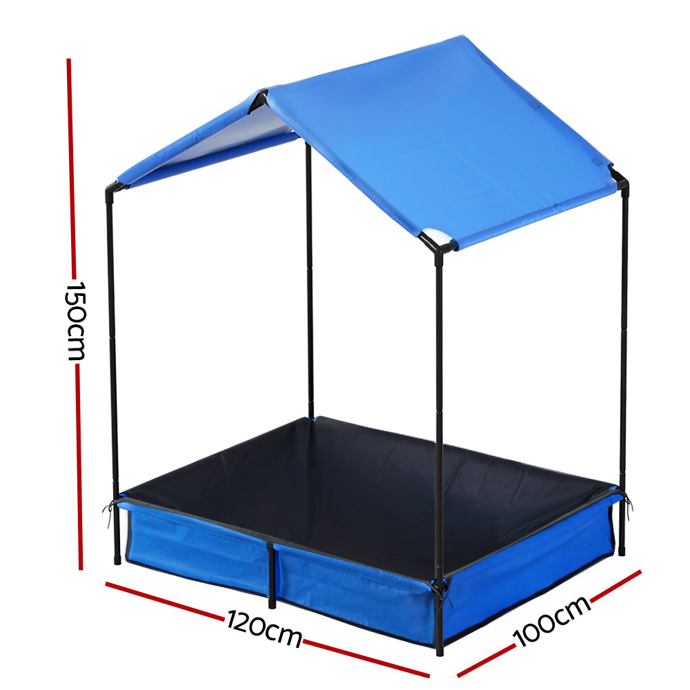 Keezi Kids Sandpit Metal Sandbox Sand Pit with Canopy Cover Outdoor Toys 120cm Fast shipping On sale