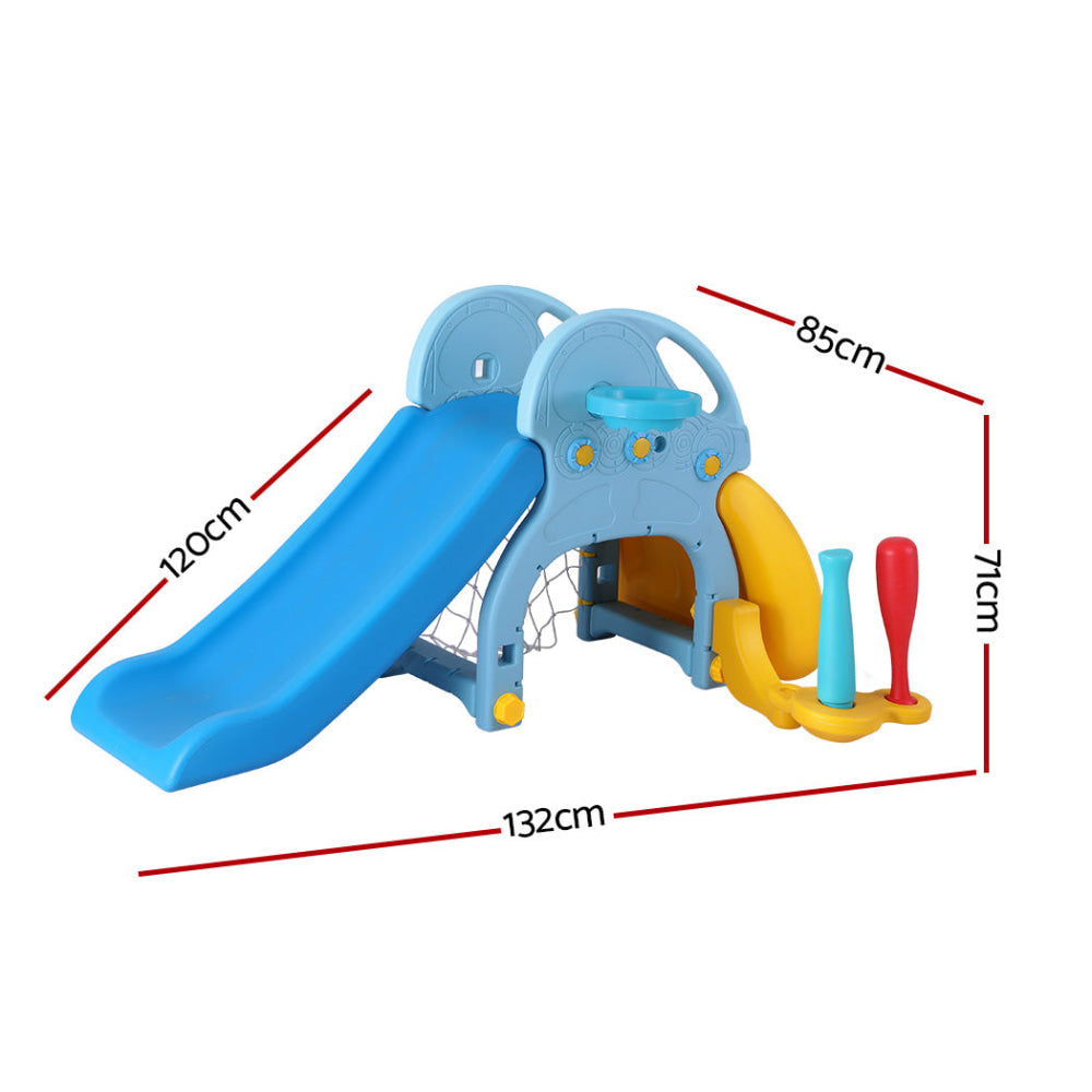 Keezi Kids Slide Set Baseball Bat Basketball Hoop Outdoor Playground 120cm Blue Toys Fast shipping On sale