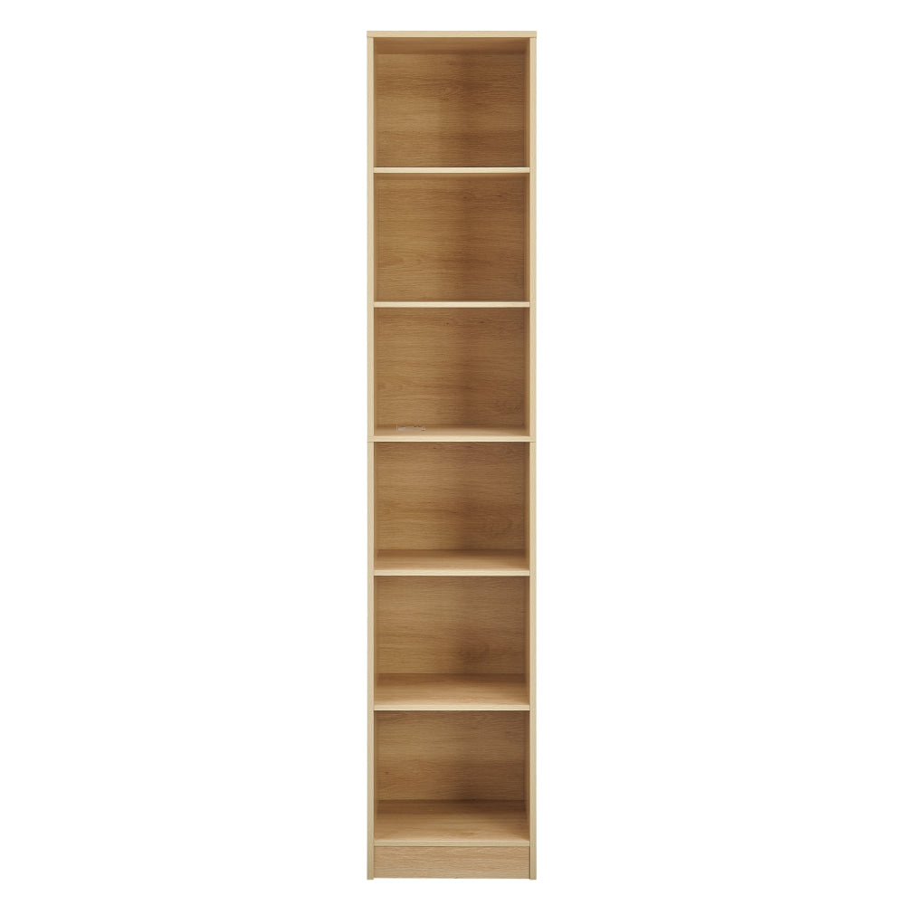 Keto Modern 6-Tier Wooden Bookcase Display Shelf Narrow - Oak Fast shipping On sale