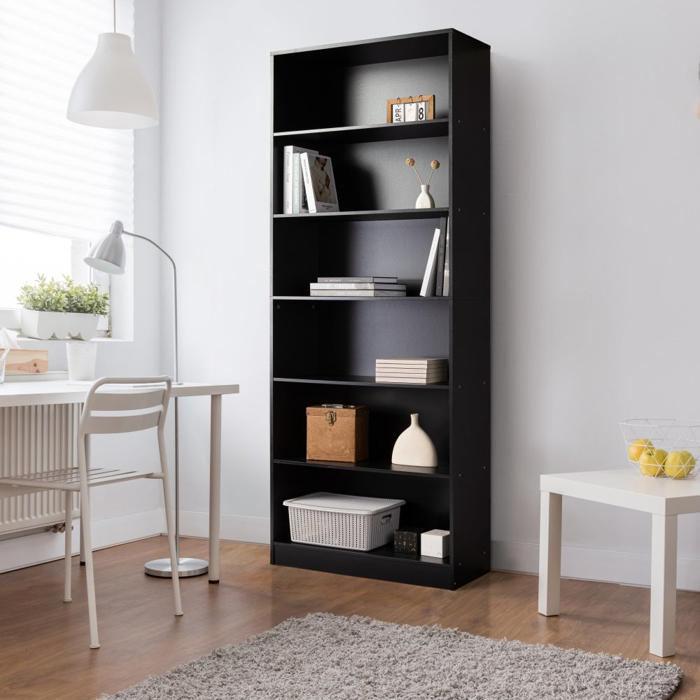 Keto Modern 6-Tier Wooden Bookcase Display Shelf Wide - Black Fast shipping On sale