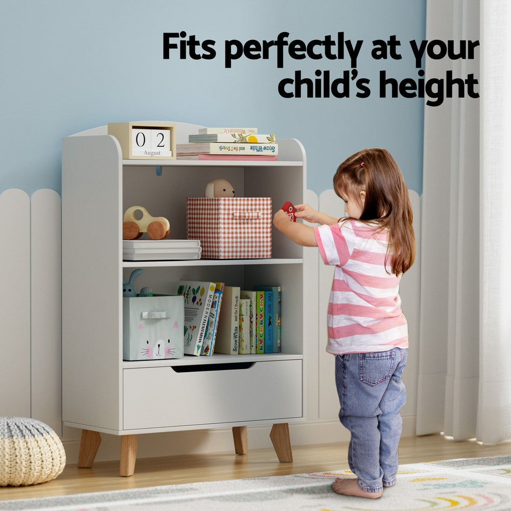 Kids Bookshelf 3 Tiers Storage Children Bookcase Toys Organiser Drawer Furniture Fast shipping On sale