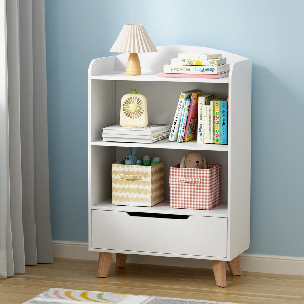 Kids Bookshelf 3 Tiers Storage Children Bookcase Toys Organiser Drawer Furniture Fast shipping On sale