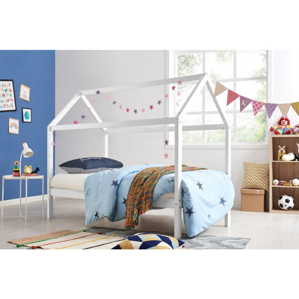 Kids House Wooden Bed Frame White Furniture Fast shipping On sale