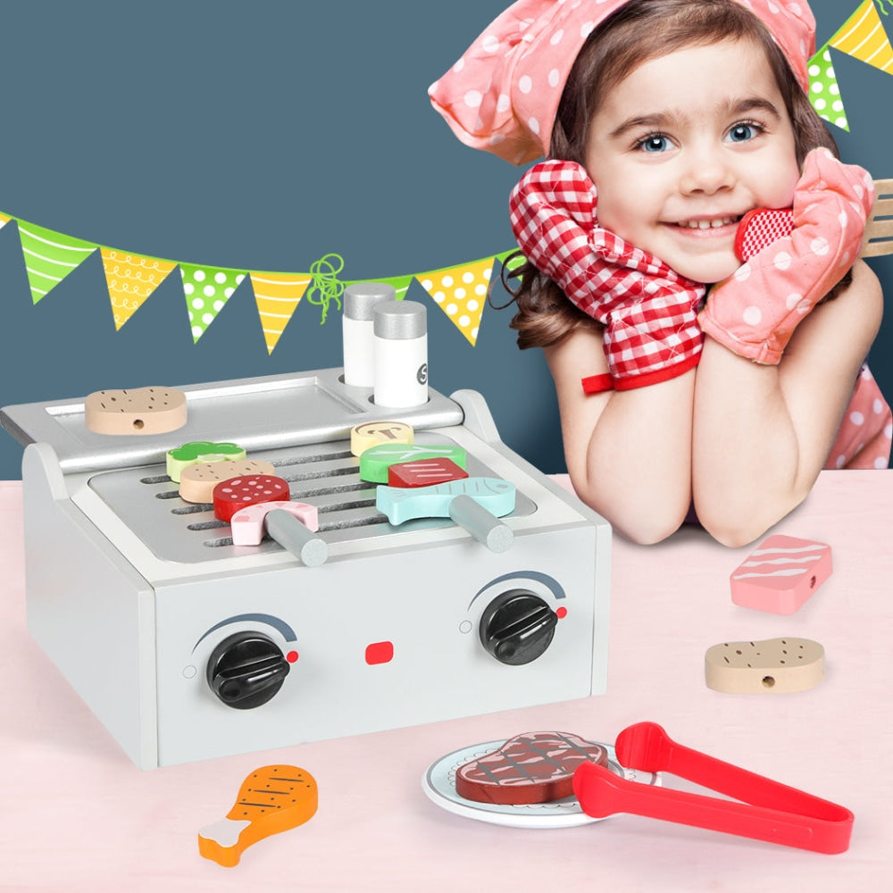 Kids Kitchen Play Set Wooden Toys Children Cooking BBQ Role Food Home Cookware Fast shipping On sale